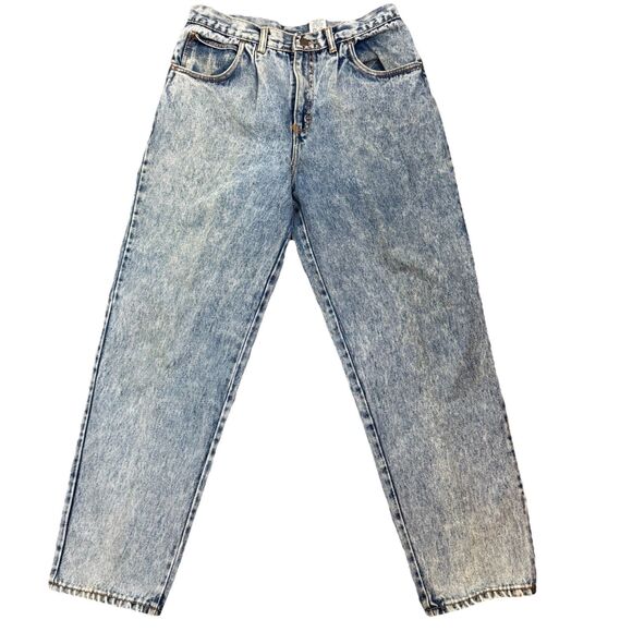 Gitano Mom Jeans Size 32 Short Blue 100% Cotton Acid Wash High Waist Vintage 80s - Picture 1 of 11